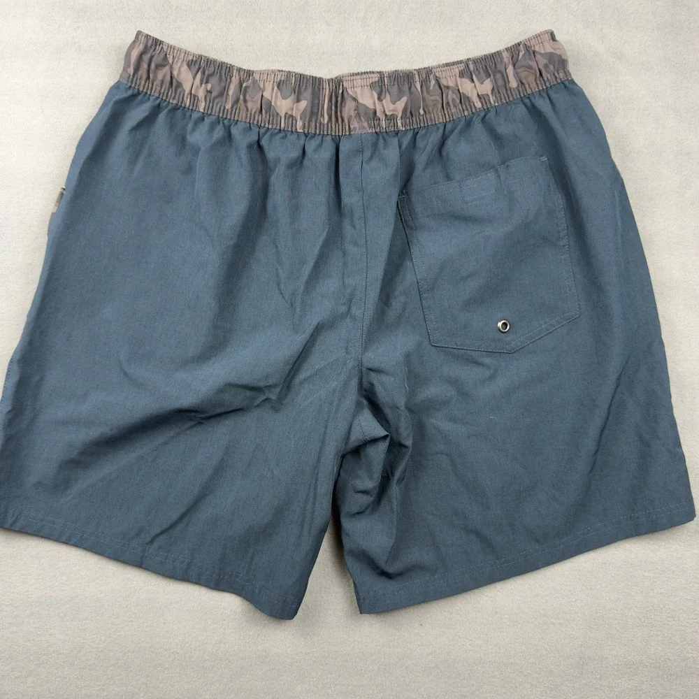 LEG3ND Discovery Mens XL Navy Blue Camo Hybrid Shorts Drawstring Elastic Waist